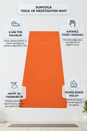 6 mm TPE Yoga Matı Kaymaz Çift Renkli Pilates Fitness Minderi