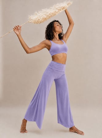 Kadın Yoga Takımı Viskon Penye Likralı Yüksek Bel Palazzo Pantolon İçten Şortlu Spor Büstiyer Pilates Meditasyon Takımı