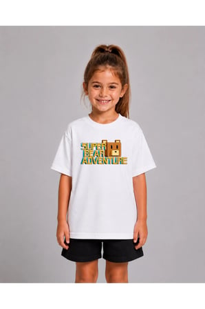 Kız Erkek Çocuk Super Bear Classic Baskılı %100 Organik Pamuk Tshirt