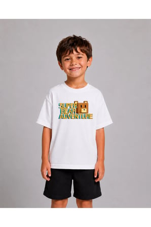 Kız Erkek Çocuk Super Bear Classic Baskılı %100 Organik Pamuk Tshirt