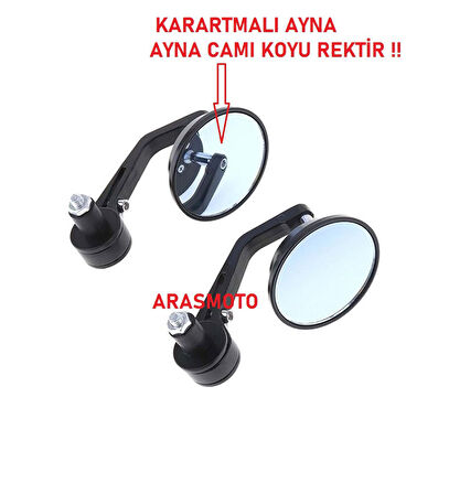 Motosiklet Direksiyon ,Gidon Aynası Koyu Aynalı Oval Yuvarlak,Cafe Racer&Bobber Üniversal _Supermoto