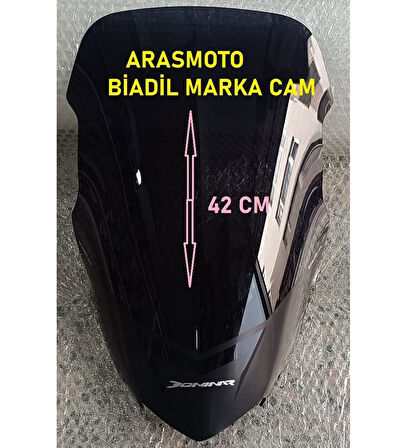 Bajaj Dominar 250 -400 Füme Ön Cam Siperlik ,Biadil Marka Tur Camı 42 Cm (2017-2024) _Supermoto