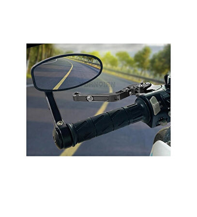 Motosiklet Gidon Aynası Siyah Renk Siyah Topuz 22 Mm Gidon Uyumlu _Supermoto