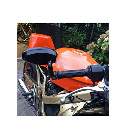 Motosiklet Gidon Aynası Siyah Renk Siyah Topuz 22 Mm Gidon Uyumlu _Supermoto