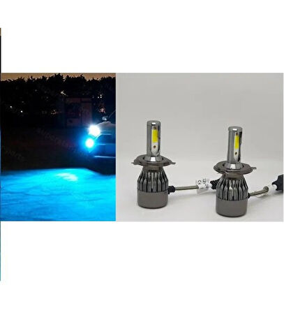 Motosiklet ,Otomobil Far Ampülü H4 Led Xenon Buz Mavisi Renk 12/24V-48W(10800 Lümen) 2 Adet__Supermoto