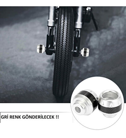 Motosiklet ,Scooter Ön Teker Koruma Takozu Karbon Detaylı Gri Renk 16 Mm Millere Uygun_Supermoto