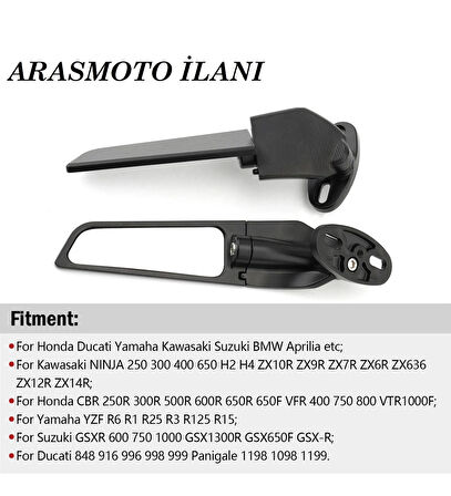 Motosiklet Kanat Dikiz Aynaları Ayarlanabilir R25 -Cbr 250 -Cbr125-600Rr-1000Rr-R6-R1 Uyumlu