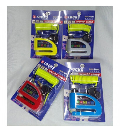 Motosiklet Alarmlı Disk Kilidi 110 Desibel Hatırlatma Kablolu (Mavi)_Supermoto