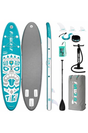TİKİ MAVİ ŞİŞME SUP BOARD/STAND UP PADDLE BOARD PATİ DOSTU YÜZEY (320x83x15 CM)