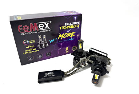 Femex Super More H4 Şimşek Etkili Led Xenon 240W 28.000 Lumen