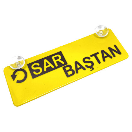 Sar Baştan Yazılı Sarı Dekor Plaka Vantuzlu Cam Süsü 22x7.5cm