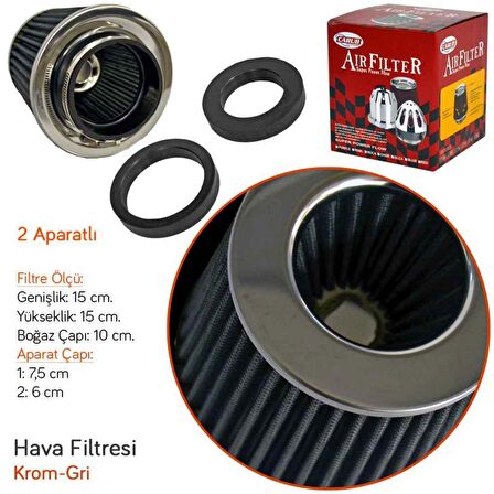 Carub Performans ve Ses Arttırıcı Açık Hava Filtresi +6 Hp Açık Tip Gri Aparatlı Üniversal