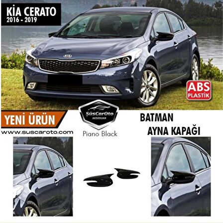 Kia Cerato Sinyalli 2016-2019 Batman Yarasa Ayna Kapağı Piano Black ABS Plastik