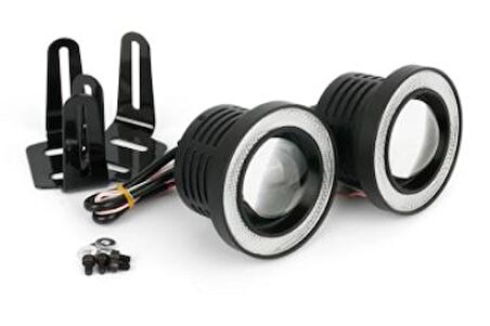 Üniversal Mercekli Angel Sis Farı Metal Su Geçirmez 76 mm Mavi Halkalı Angel Eyes