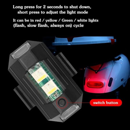 RGB Drone Bisiklet Uçak Motosiklet Otomotiv Mini Çakar Led Lamba Kablosuz Şarjlı 1 Adet
