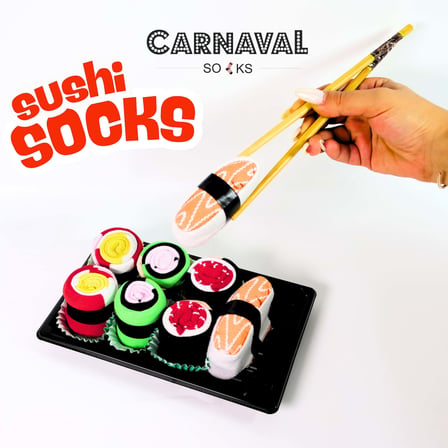 CARNAVAL Unisex Hediye Sushi Kutusu Çorap Seti - Sushi Desenli Pamuk Çorap - Sushi Socks Box