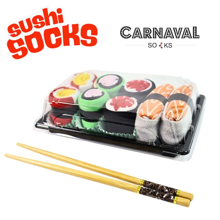 CARNAVAL Unisex Hediye Sushi Kutusu Çorap Seti - Sushi Desenli Pamuk Çorap - Sushi Socks Box