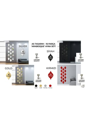 16 lı SET MODERN TASARIM AKRİLİK DUVAR SÜS DEKORASYON PLEKSİ SİYAH RENK 