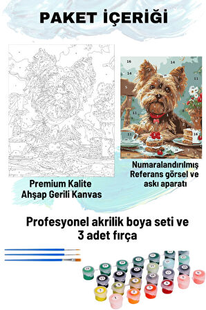 Sayılarla Boyama Seti Numaralı Tuval Fırça Boya 40x50 Cm -SÜS KÖPEĞİ PASTA 1