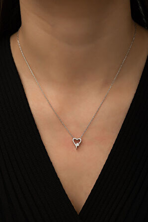 Swarovski® Taşlı Kalp Kolye Rodyum Kaplama 925 Ayar Gümüş - Suvps00001