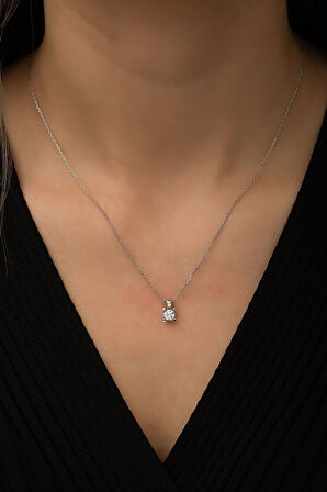 Swarovski® Tektaş Kolye Rodyum Kaplama 925 Ayar Gümüş - Suvps00003