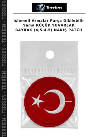 İşlemeli Armalar Parça Dikilebilir Yama KÜÇÜK YUVARLAK BAYRAK (4,5-4,5) NAKIŞ PATCH