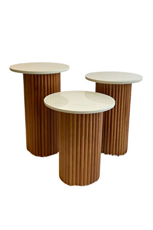 Savana İskandinav 3'lü Ahşap Zigon Sehpa