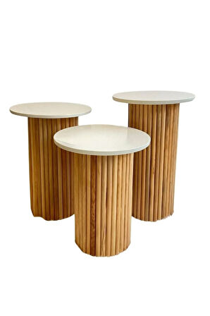 Savana İskandinav 3'lü Ahşap Zigon Sehpa