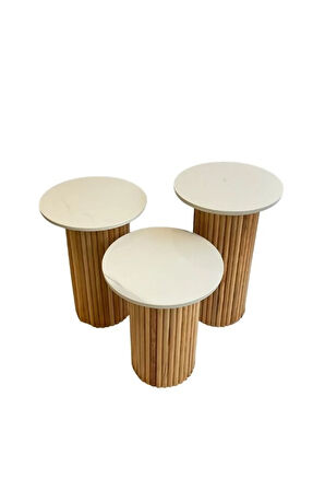 Savana İskandinav 3'lü Ahşap Zigon Sehpa