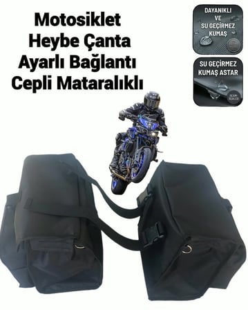 SEVBAGS MOTOSİKLET HEYBE ÇANTA CEPLİ MATARALIKLI AYARLI ASKILIK