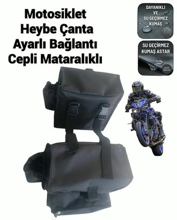 SEVBAGS MOTOSİKLET HEYBE ÇANTA CEPLİ MATARALIKLI AYARLI ASKILIK