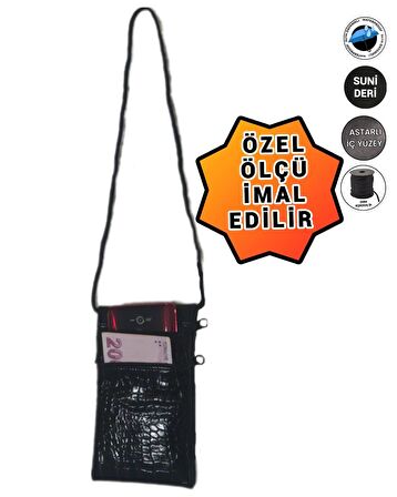 SEVBAGS Suni Deri Asker Umre Hac Su Geçirmez Telefon Ve Para Boyun Cüzdanı Günlük Kullanıma Uygun