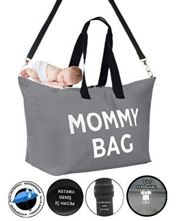 Sevbags Momy Bag Çok Amaçlı Unisex Bebek Bakım Çantası Açık Gri