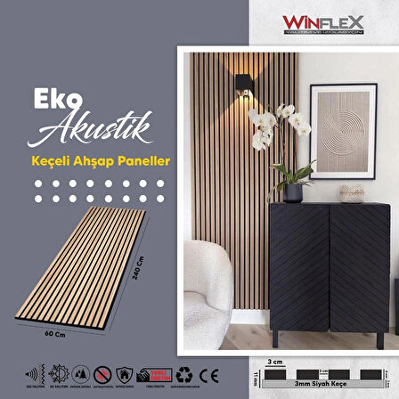 EKO KEÇELİ AKUSTİK AHŞAP PANEL SAVANA MEŞE - 60X240CM