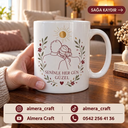 Almera Craft İsimli Sevgili Kupası Kişiye Özel Romantik Hediye 300 ml