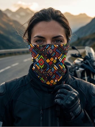 Etnik Geometrik Desenli Unisex Buff (Baf) – Renkli Outdoor Boyunluk