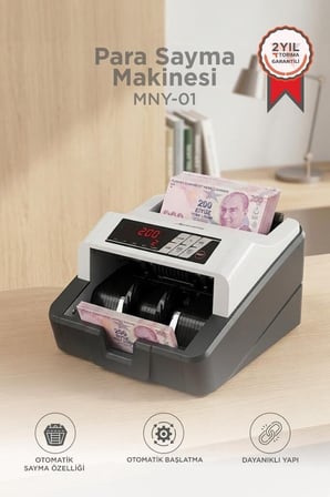 Premium Profesyonel Para Sayma Makinesi MNY01 Gri Ofis Makine Sayım