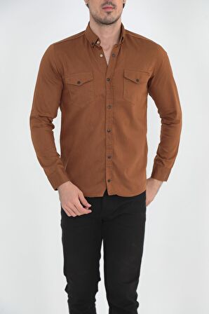 Erkek Slim Fit Kot Gömlek