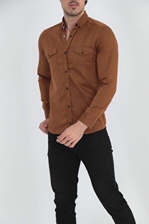 Erkek Slim Fit Kot Gömlek