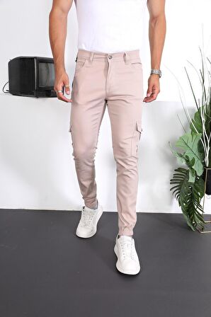 Erkek Slim Fit Paça Lastikli Kargo Pantolon