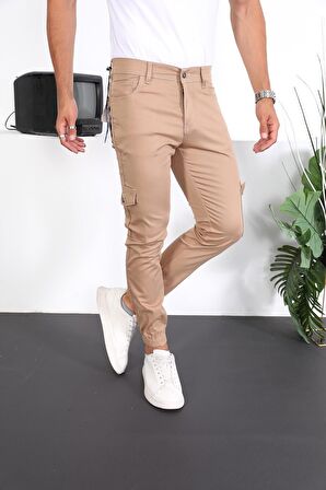 Erkek Slim Fit Paça Lastikli Kargo Pantolon