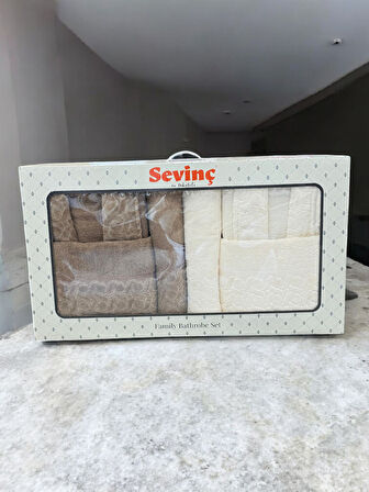 Sevinç Aile Bornoz Seti – 6 Parça Premium Set