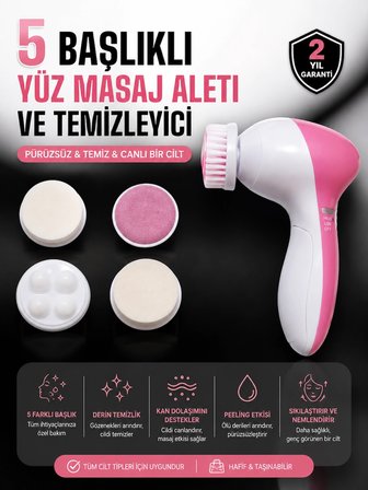 5 Fonksiyonlu Kablosuz Yüz Temizleme Cihazı ile Derinlemesine Cilt Bakımı