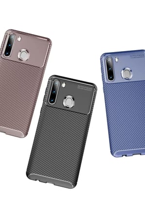 Samsung Galaxy A21 Kılıf Auto Focus Karbon Kapak - Kahverengi