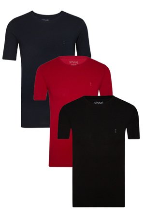 Erkek Siyah Beyaz Haki Pamuk O Yaka 3lü Tshirt