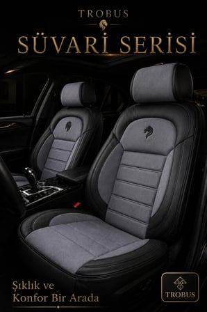 Hyundai Kona 2017 Sonrası Uyumlu Süvari Serisi Füme Siyah Premium Tay Tüyü Koltuk Kılıfı