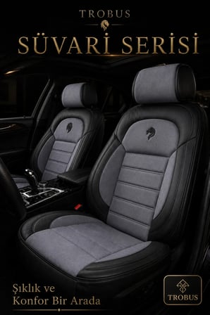 Hyundai Getz 2002-2009 Uyumlu Süvari Serisi Füme Siyah Premium Tay Tüyü Koltuk Kılıfı
