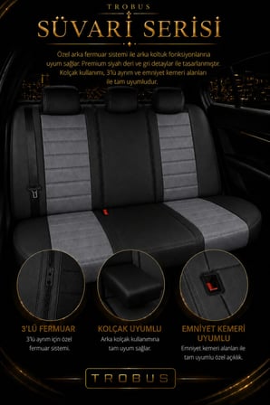 Hyundai Tucson 2010 Sonrası Uyumlu Süvari Serisi Füme Siyah Premium Tay Tüyü Koltuk Kılıfı