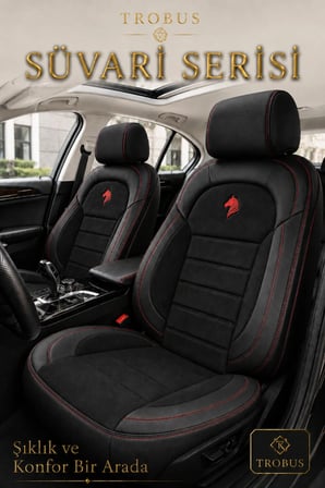 Kia Picanto 2004 Sonrası Uyumlu Süvari Serisi Siyah Kırmızı Premium Tay Tüyü Koltuk Kılıfı