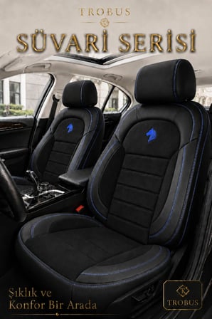 Mercedes GLA 2014 Sonrası Uyumlu Süvari Serisi Siyah Mavi Premium Tay Tüyü Koltuk Kılıfı